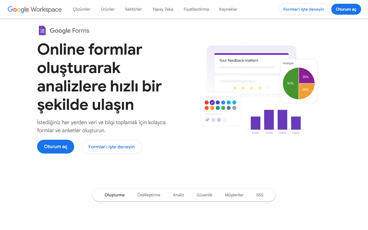 Google Forms product page