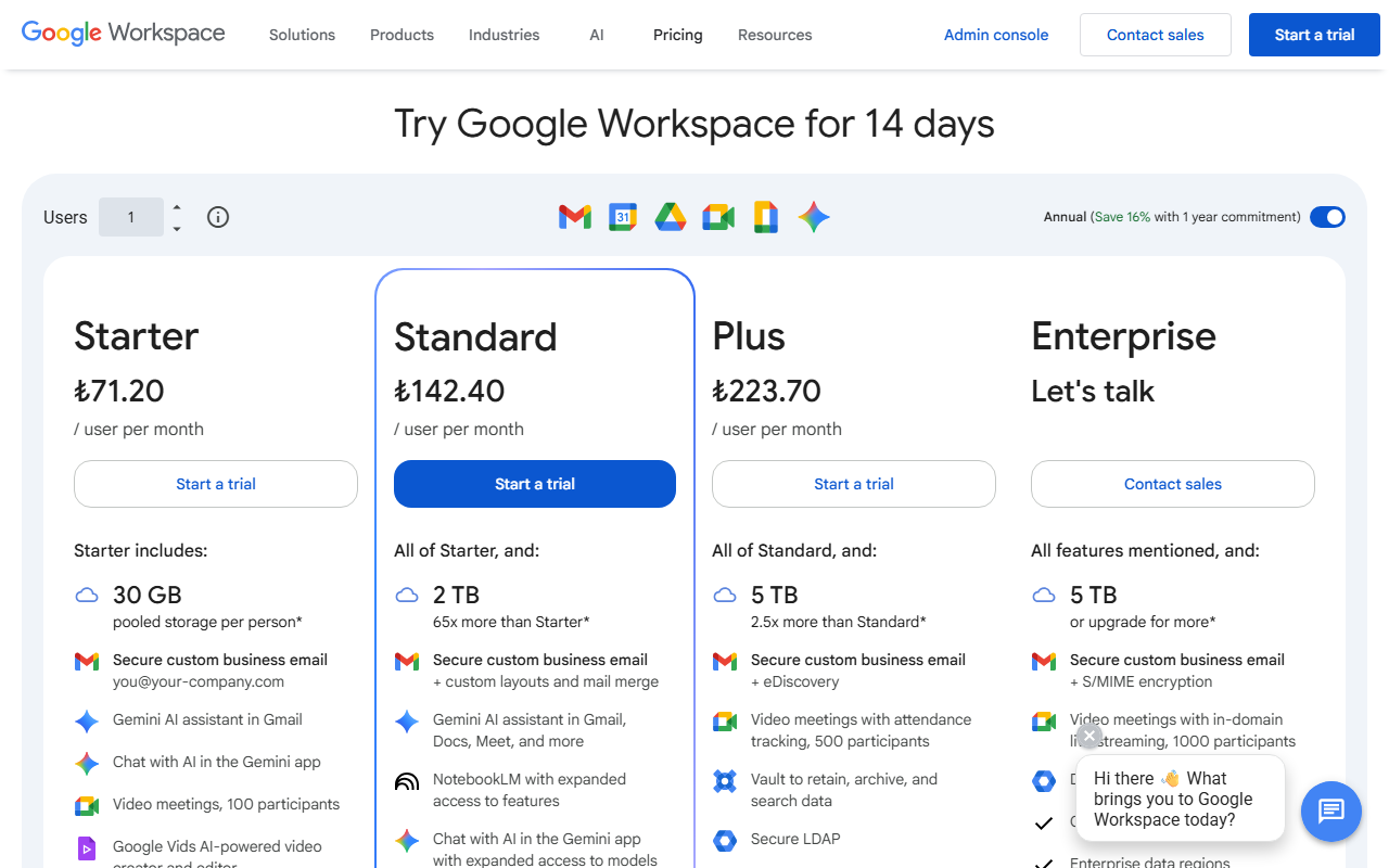 Google Workspace pricing