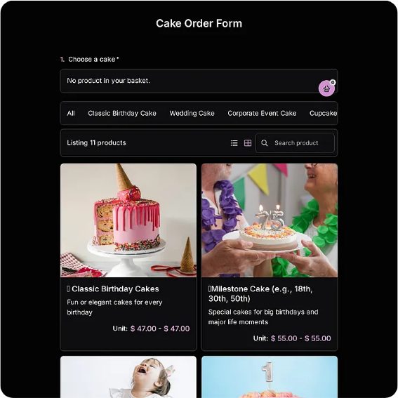 Preview of Cake Order Form Template