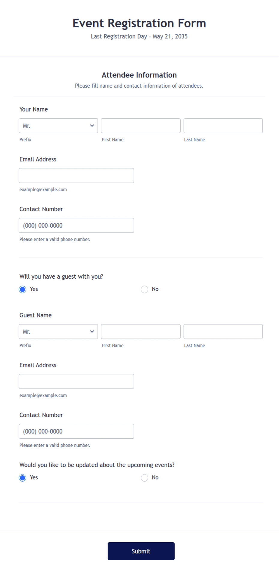 Event Registration Form Template: Jotform