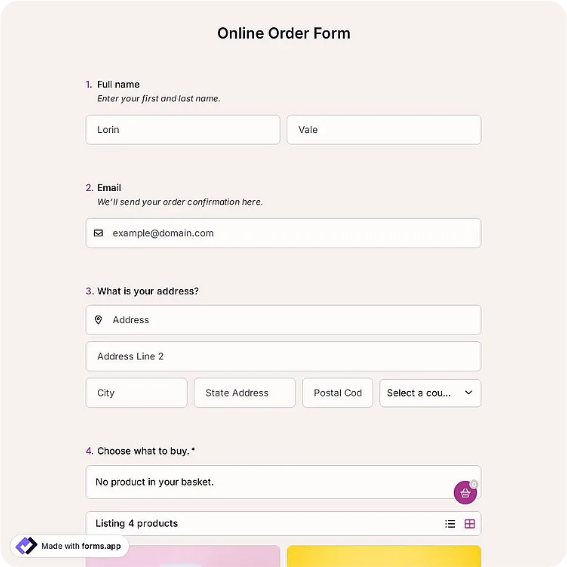 Order Form Template: forms.app