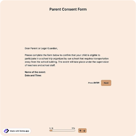 Parental Consent Form Template: forms.app
