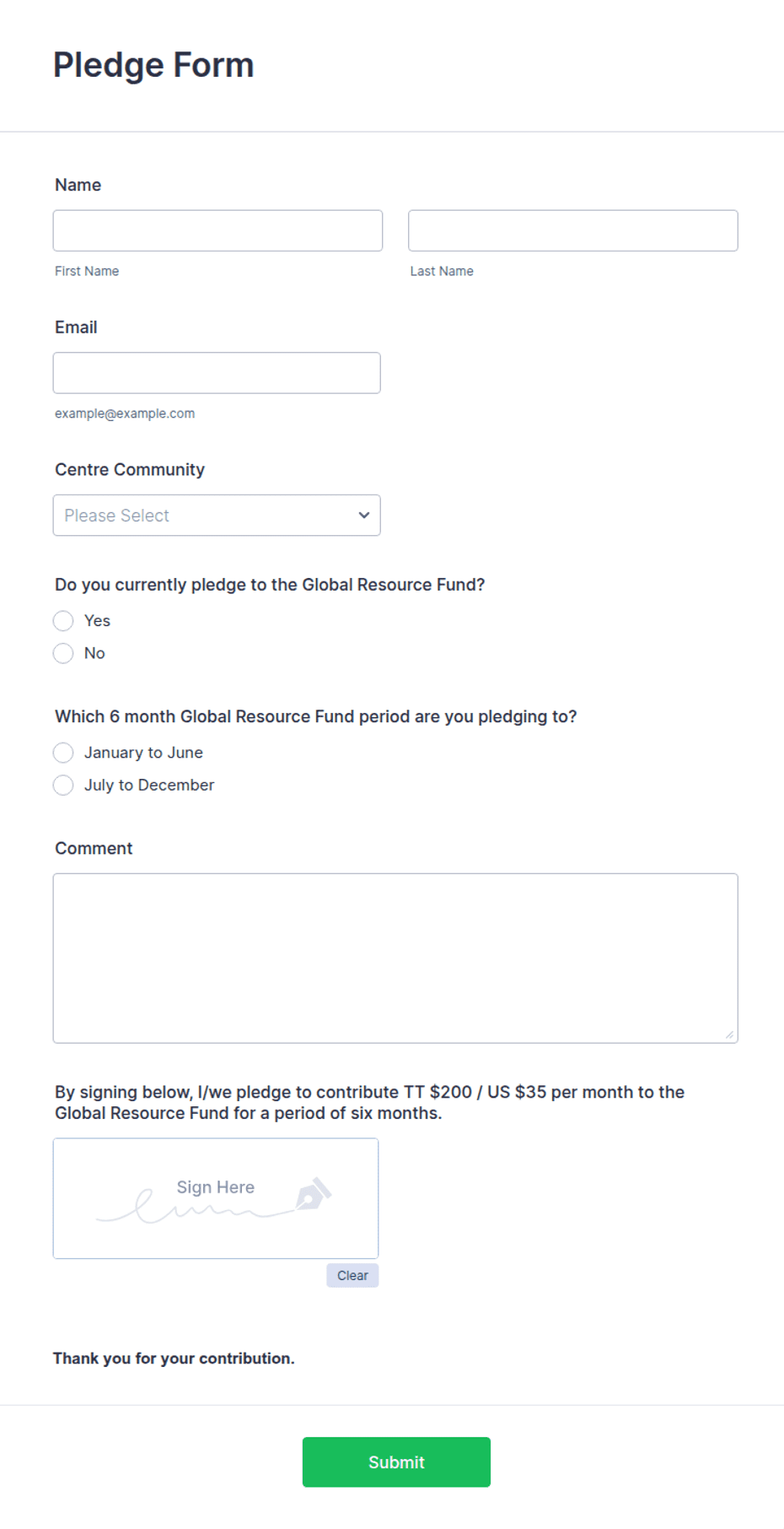 Pledge Form Template: Jotform