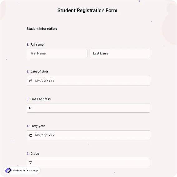 Student Registration Form Template: forms.app