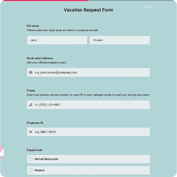 Time-Off Request Form Template: forms.app